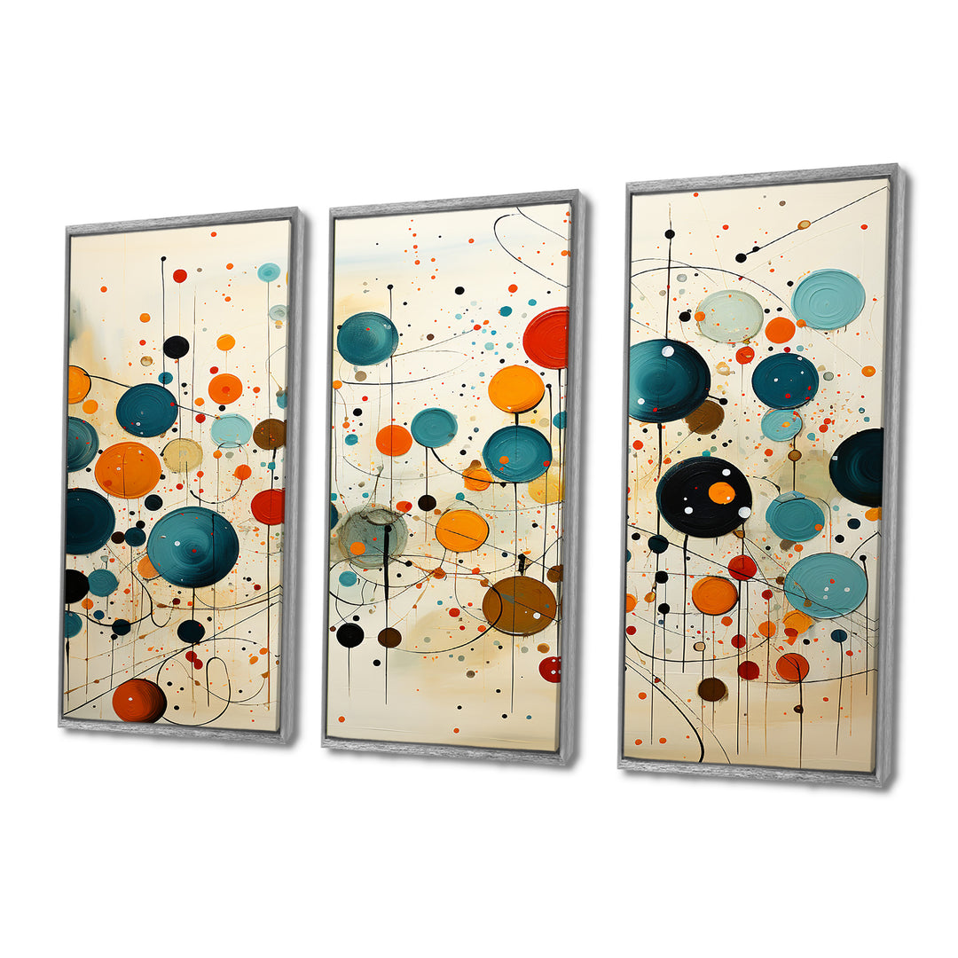 Green Beige Mid Century Abstract Retro IV - Canvas Multipanels Set of 3