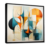 Orange Blue Mid Century Harmony In Geometry I - Abstract Canvas Wall Art