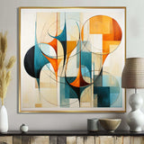 Orange Blue Mid Century Harmony In Geometry I - Abstract Canvas Wall Art