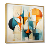 Orange Blue Mid Century Harmony In Geometry I - Abstract Canvas Wall Art