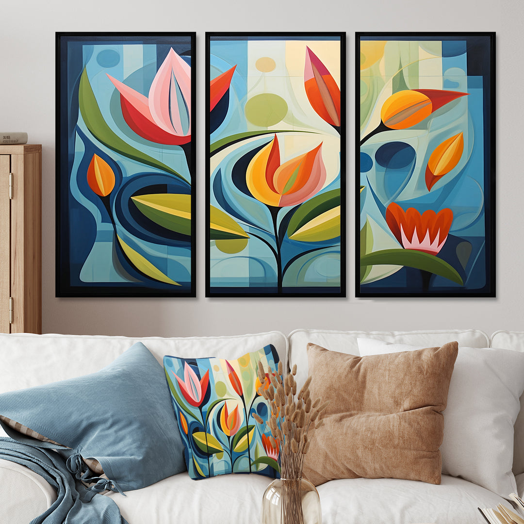 Designart Green Mid Century Mod Nature II - Multi-Panel Canvas Prints