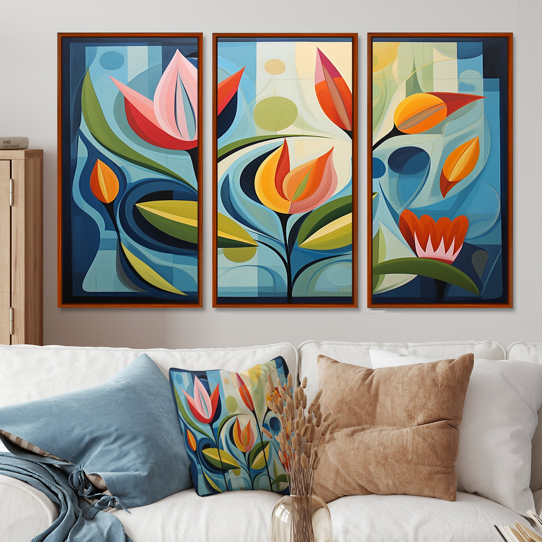 Designart Green Mid Century Mod Nature II - Multi-Panel Canvas Prints