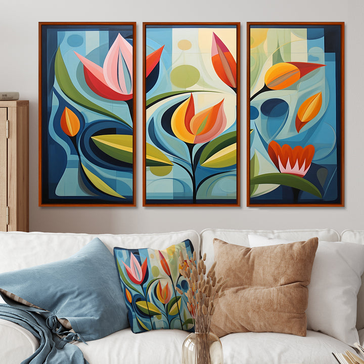 Designart Green Mid Century Mod Nature II - Multi-Panel Canvas Prints