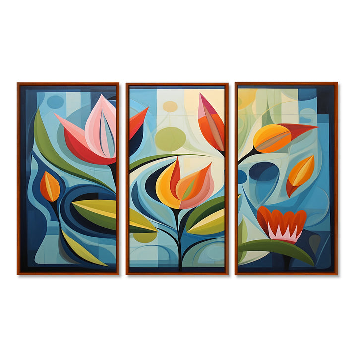 Designart Green Mid Century Mod Nature II - Multi-Panel Canvas Prints