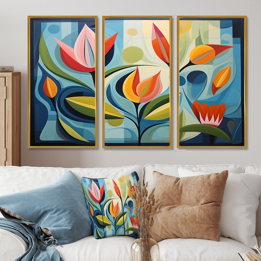 Designart Green Mid Century Mod Nature II - Multi-Panel Canvas Prints