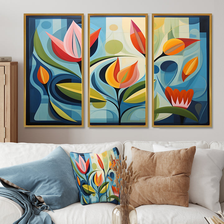 Designart Green Mid Century Mod Nature II - Multi-Panel Canvas Prints
