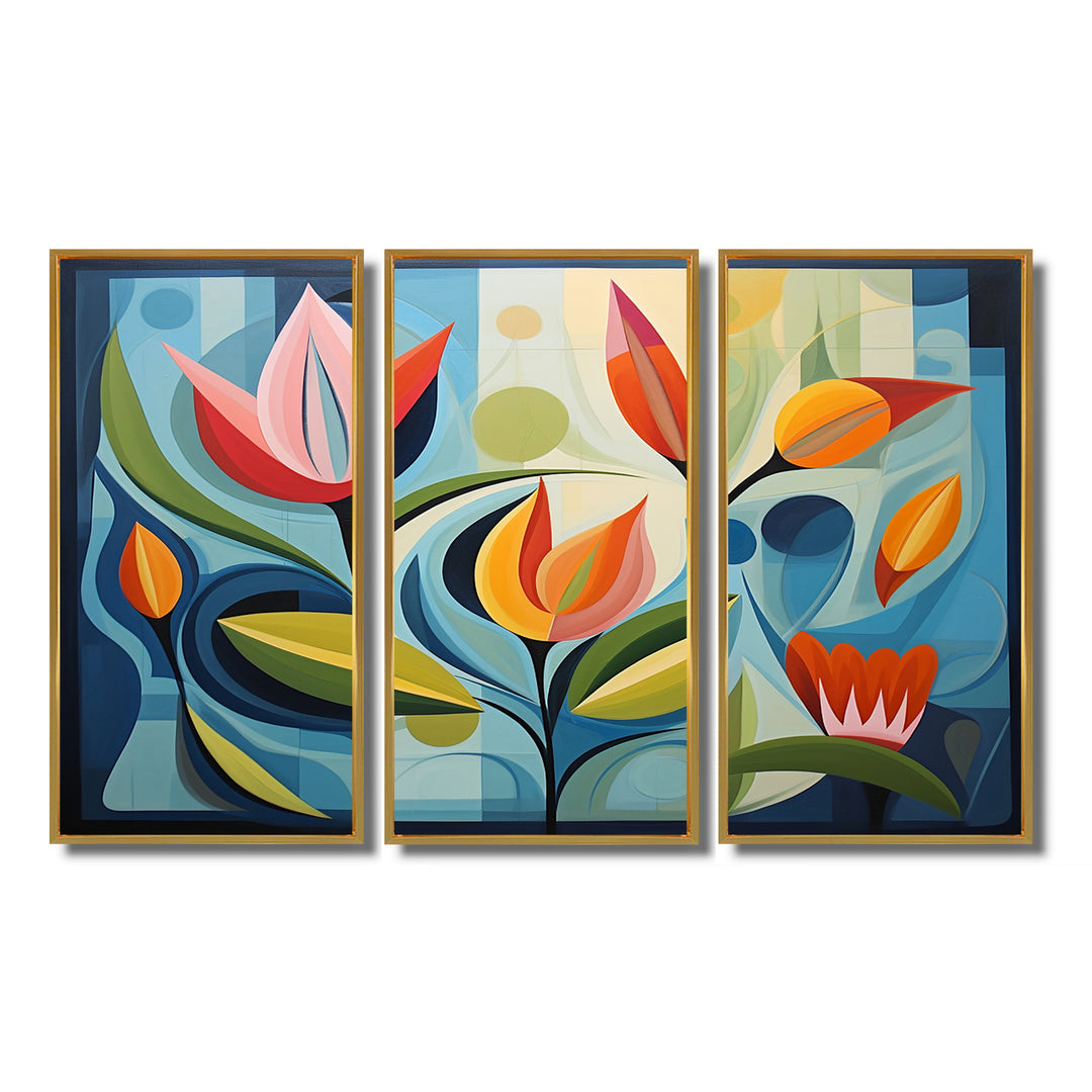 Designart Green Mid Century Mod Nature II - Multi-Panel Canvas Prints