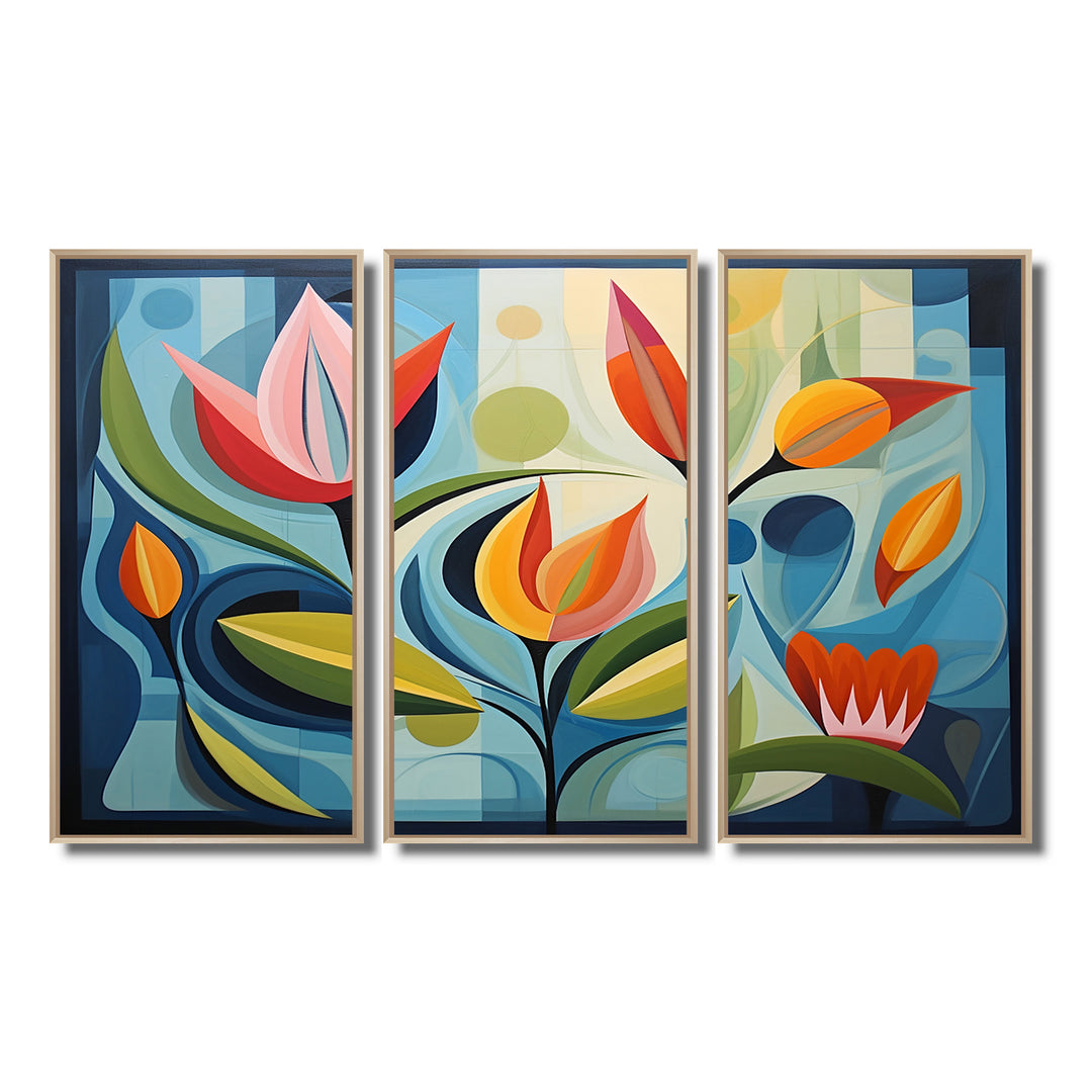 Designart Green Mid Century Mod Nature II - Multi-Panel Canvas Prints