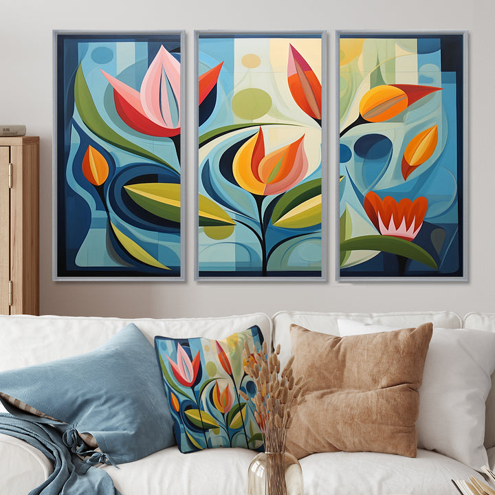 Designart Green Mid Century Mod Nature II - Multi-Panel Canvas Prints