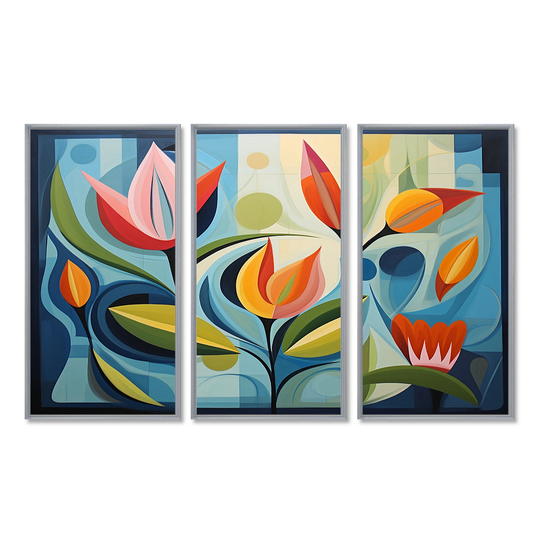Designart Green Mid Century Mod Nature II - Multi-Panel Canvas Prints