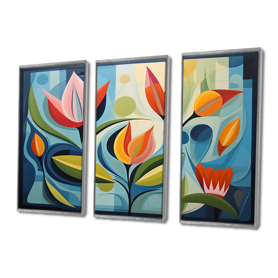 Designart Green Mid Century Mod Nature II - Multi-Panel Canvas Prints