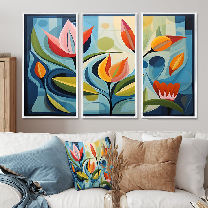 Designart Green Mid Century Mod Nature II - Multi-Panel Canvas Prints