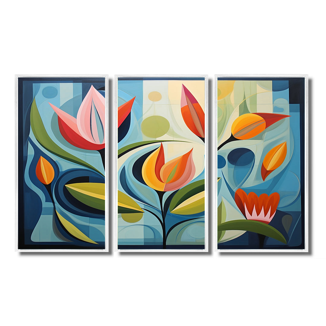 Designart Green Mid Century Mod Nature II - Multi-Panel Canvas Prints