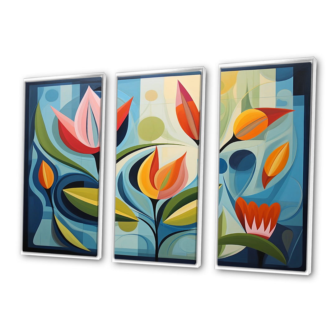 Designart Green Mid Century Mod Nature II - Multi-Panel Canvas Prints