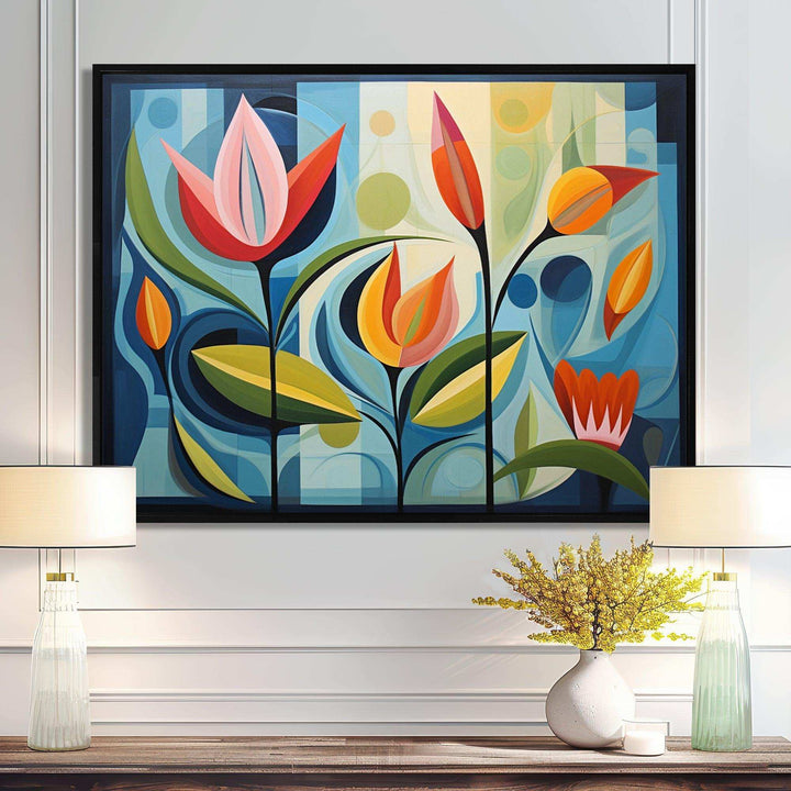 Designart Green Mid Century Mod Nature II - Abstract Canvas Wall Art