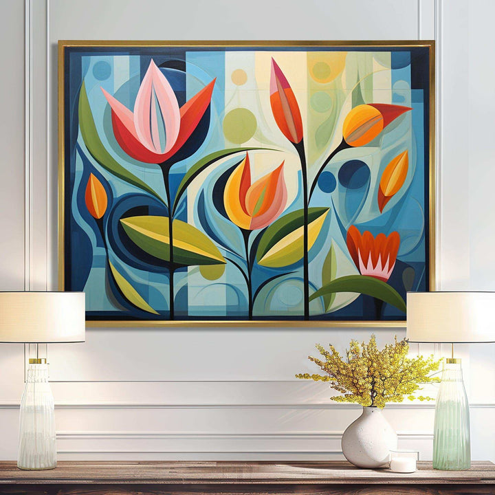 Designart Green Mid Century Mod Nature II - Abstract Canvas Wall Art