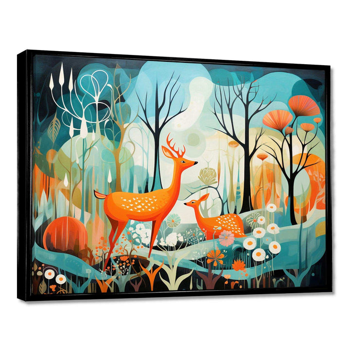 Teal Mid Century Mod Nature - Abstract Canvas Wall Art