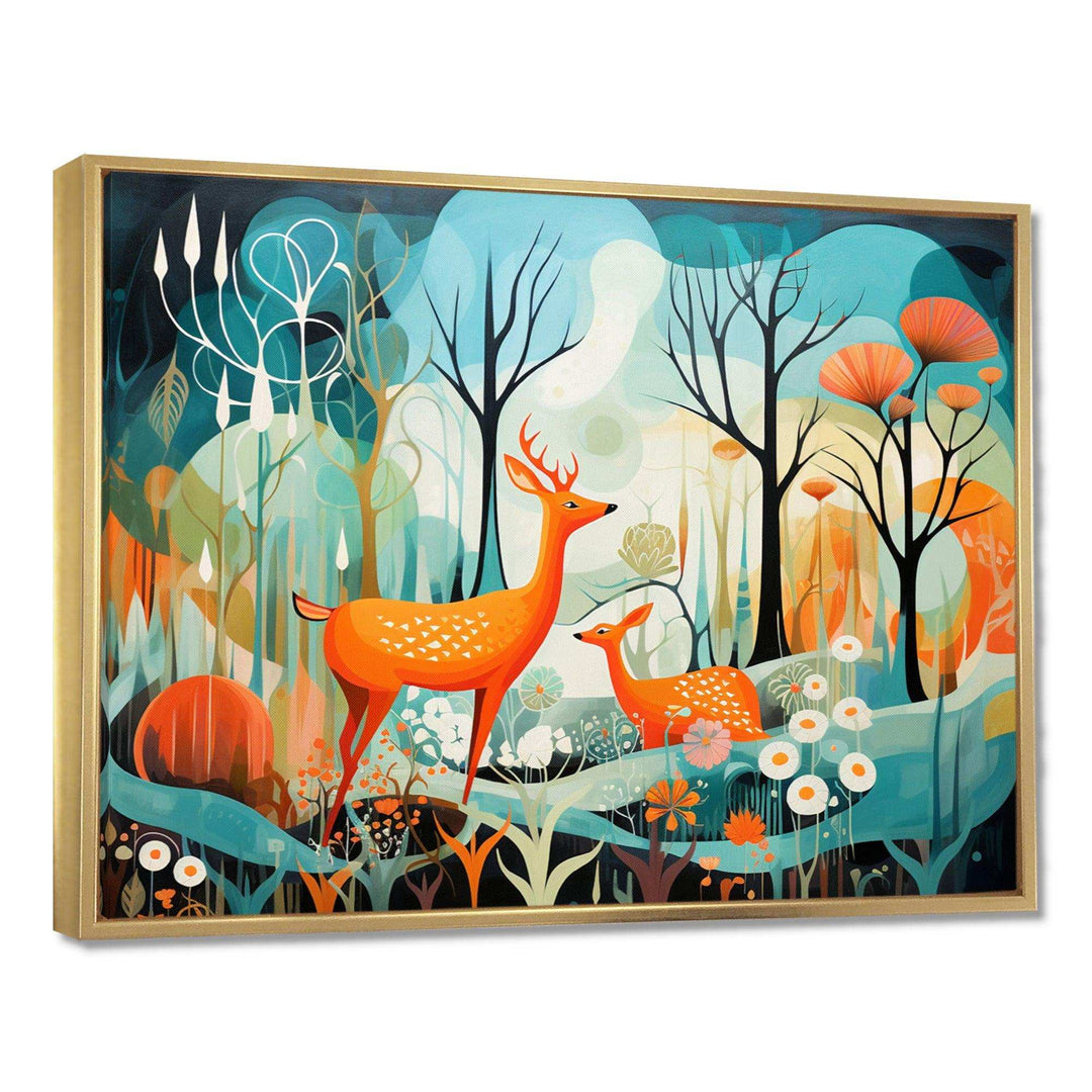 Teal Mid Century Mod Nature - Abstract Canvas Wall Art