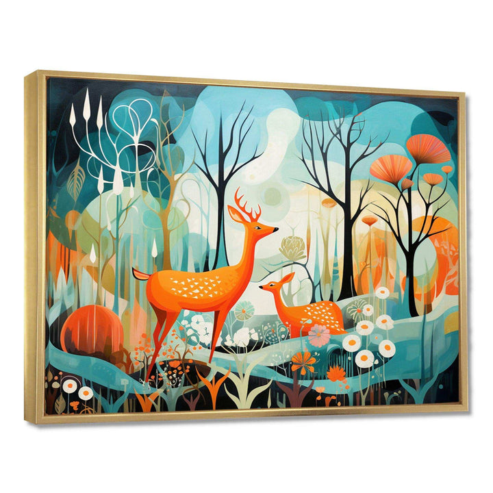 Teal Mid Century Mod Nature - Abstract Canvas Wall Art