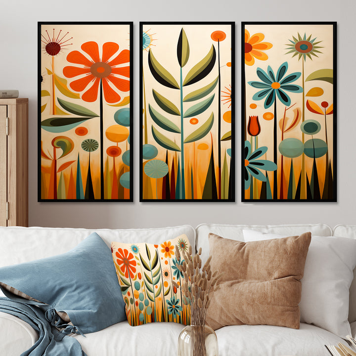 Red Mid Century Mod Nature - Multi-Panels