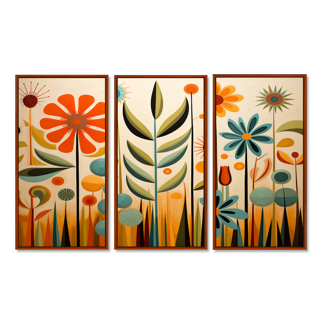 Red Mid Century Mod Nature - Multi-Panels