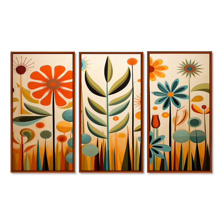 Red Mid Century Mod Nature - Multi-Panels