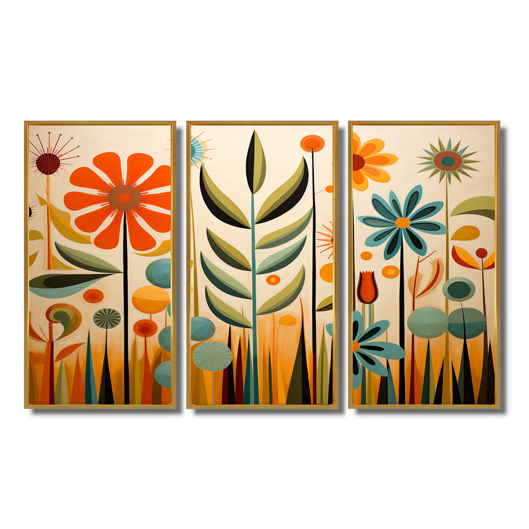 Red Mid Century Mod Nature - Multi-Panels