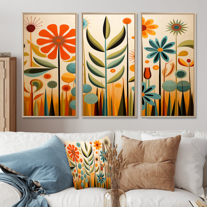Red Mid Century Mod Nature - Multi-Panels