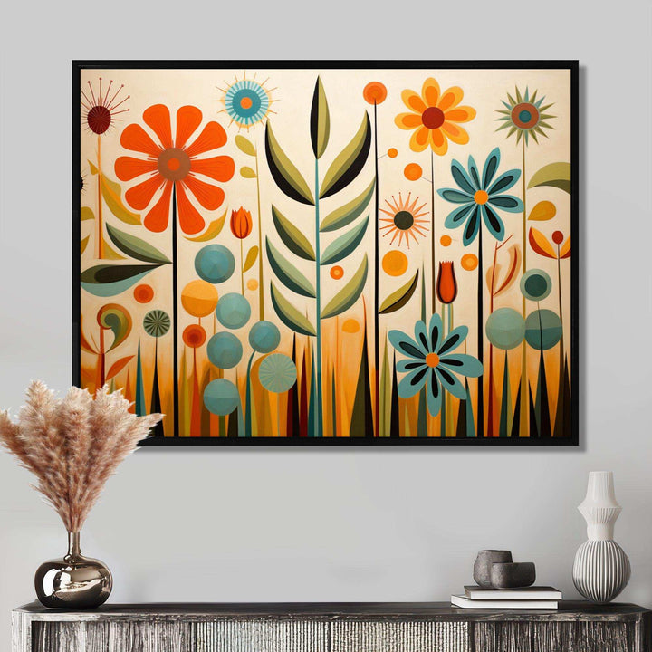 Red Mid Century Mod Nature - Abstract Canvas Wall Art