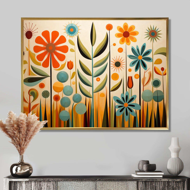Red Mid Century Mod Nature - Abstract Canvas Wall Art