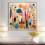 Pink Mid Century Playful Patterns II - Abstract Canvas Wall Art