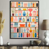 Pink Mid Century Playful Patterns IV - Abstract Canvas Wall Art