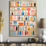 Pink Mid Century Playful Patterns IV - Abstract Canvas Wall Art