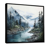 Grey Blue Minimalism Forest Reflections II - Abstract Canvas Wall Art