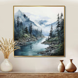 Grey Blue Minimalism Forest Reflections II - Abstract Canvas Wall Art