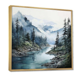 Grey Blue Minimalism Forest Reflections II - Abstract Canvas Wall Art