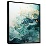 Teal Gold Minimalism Serenity In Motion - Abstract Canvas Wall Art