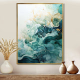 Teal Gold Minimalism Serenity In Motion - Abstract Canvas Wall Art