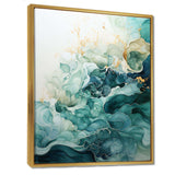 Teal Gold Minimalism Serenity In Motion - Abstract Canvas Wall Art