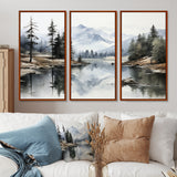 Green Blue Minimalism Forest Silent Reflection - Multi-Panels