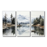 Green Blue Minimalism Forest Silent Reflection - Multi-Panels