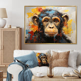 Yellow Teal Monkey Mischievous Monkey Collage - Monkey Home Decor Art