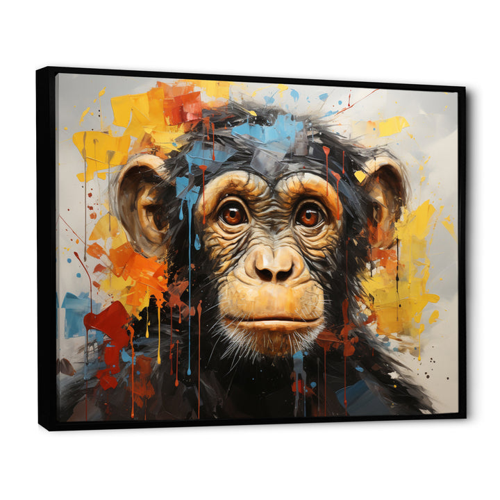 Yellow Teal Monkey Mischievous Monkey Collage - Monkey Home Decor Art