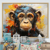 Yellow Teal Monkey Mischievous Monkey Collage - Monkey Home Decor Art