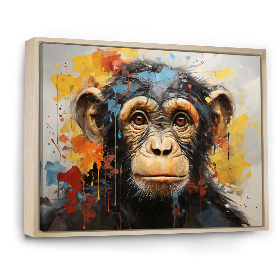 Yellow Teal Monkey Mischievous Monkey Collage - Monkey Home Decor Art