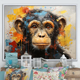 Yellow Teal Monkey Mischievous Monkey Collage - Monkey Home Decor Art