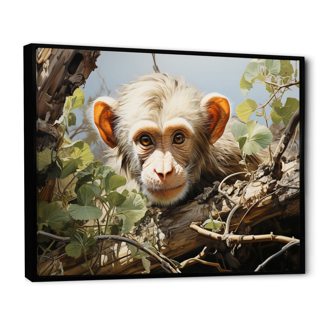 Green Brown Monkey Mischievous Monkey Pastoral - Monkey Living Room Wall Art