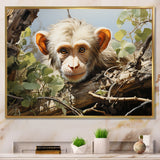 Green Brown Monkey Mischievous Monkey Pastoral - Monkey Living Room Wall Art