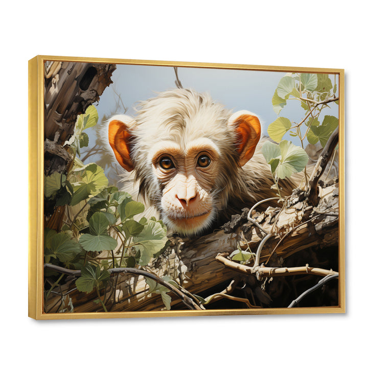 Green Brown Monkey Mischievous Monkey Pastoral - Monkey Living Room Wall Art