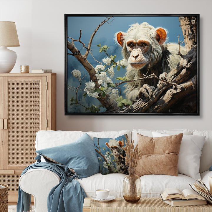 Grey Brown Monkey Mischievous Monkey Pastoral - Monkey Bedroom Wall Art